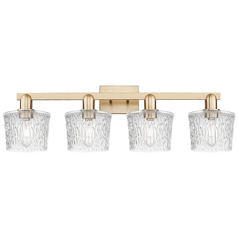 Image 1 Arcadia Niagara 34"W 4 Light Bronze Vanity Light w/ Clear Shade