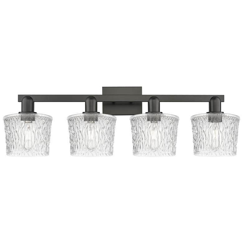 Image 1 Arcadia Niagara 34"W 4 Light Matte Black Vanity Light With Clear Shade
