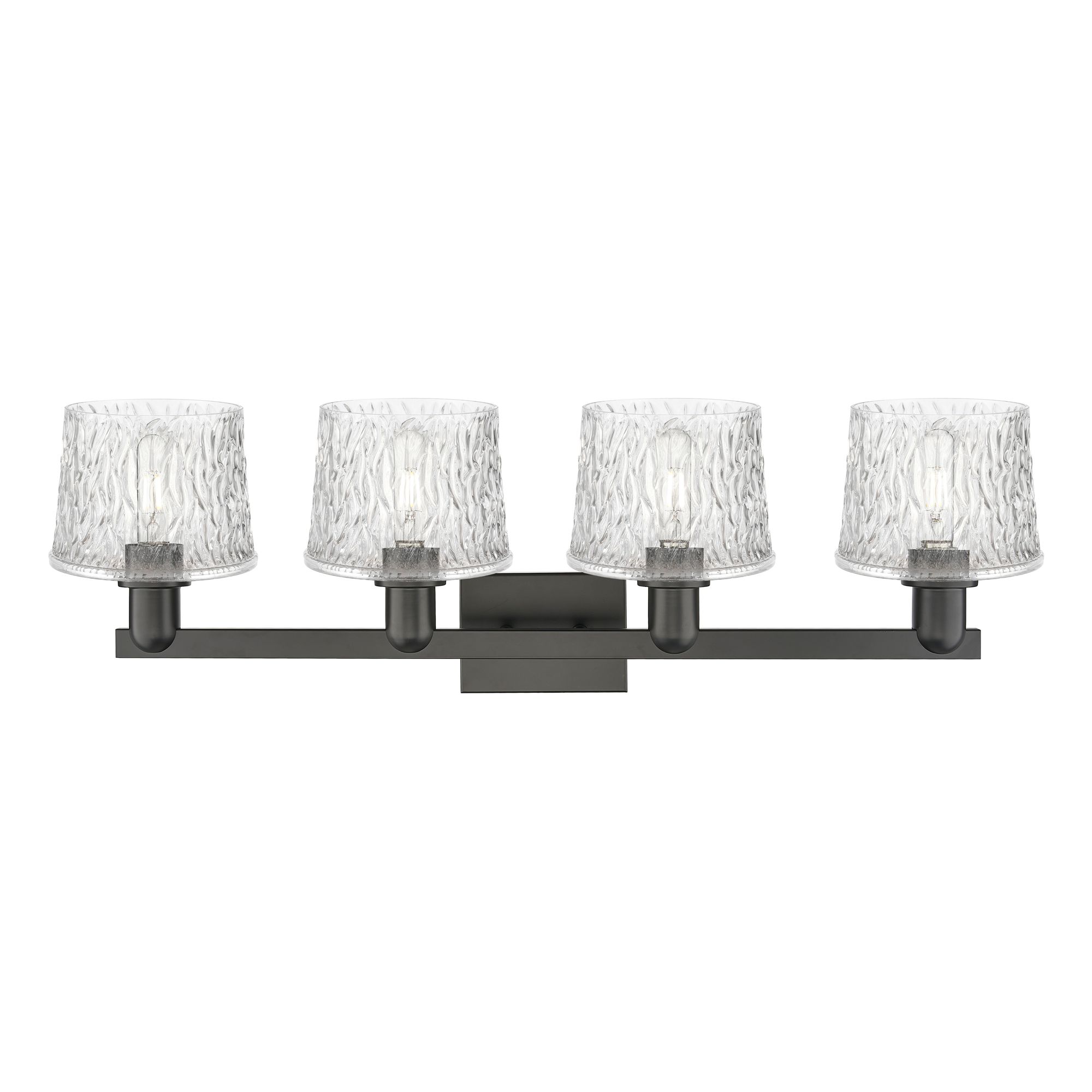 Image 2 Arcadia Niagara 34"W 4 Light Matte Black Vanity Light With Clear Shade more views