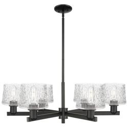Arcadia Niagara 36"W 6 Light Black Stem Hung Chandelier w/ Clear Shade