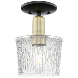 Arcadia Niagara 7"W Black And Brass Semi.Flush Mount With Clear Shade