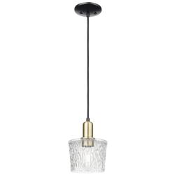 Arcadia Niagara 7"W Black Brass Cord Hung Mini Pendant w/ Clear Shade