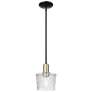 Arcadia Niagara 7"W Black Brass Stem Hung Mini Pendant w/ Clear Shade