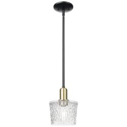 Arcadia Niagara 7"W Black Brass Stem Hung Mini Pendant w/ Clear Shade