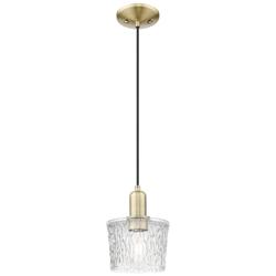 Arcadia Niagara 7"W Brass Cord Hung Mini Pendant With Clear Shade
