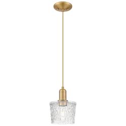 Arcadia Niagara 7"W Brushed Brass Cord Mini Pendant w/ Clear Shade