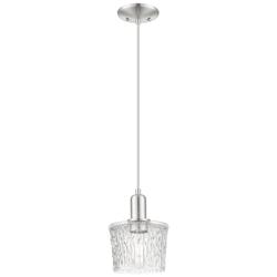 Arcadia Niagara 7"W Brushed Nickel Cord Mini Pendant w/ Clear Shade