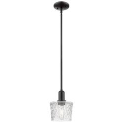 Arcadia Niagara 7"W Matte Black Stem Hung Mini Pendant w/ Clear Shade