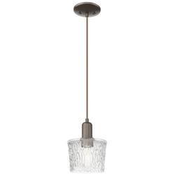 Arcadia Niagara 7"W Oiled Bronze Cord Hung Mini Pendant w/ Clear Shade