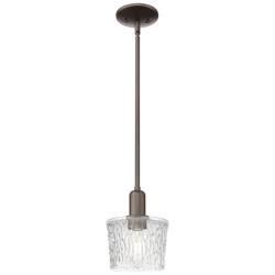 Arcadia Niagara 7"W Oiled Bronze Stem Hung Mini Pendant w/ Clear Shade