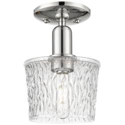 Arcadia Niagara 7"W Polished Nickel Semi.Flush Mount With Clear Shade