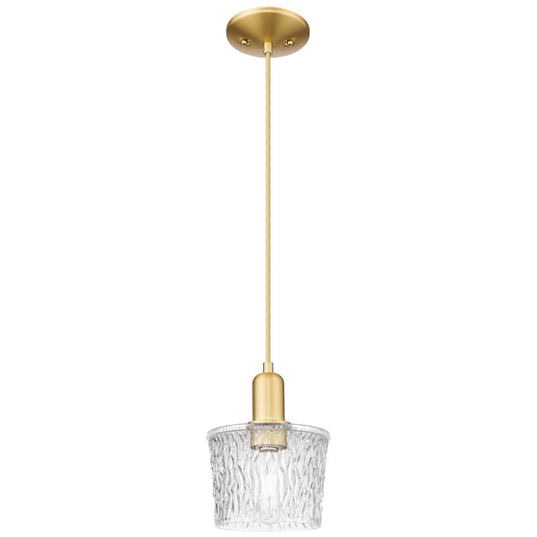 Image 1 Arcadia Niagara 7"W Satin Gold Cord Hung Mini Pendant With Clear Shade