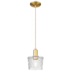 Arcadia Niagara 7"W Satin Gold Cord Hung Mini Pendant With Clear Shade