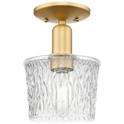 Arcadia Niagara 7" Wide Satin Gold Semi.Flush Mount With Clear Shade