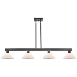Arcadia Orwell 51"W 4-Lt Black Stem Island Light w/ Matte White Shade