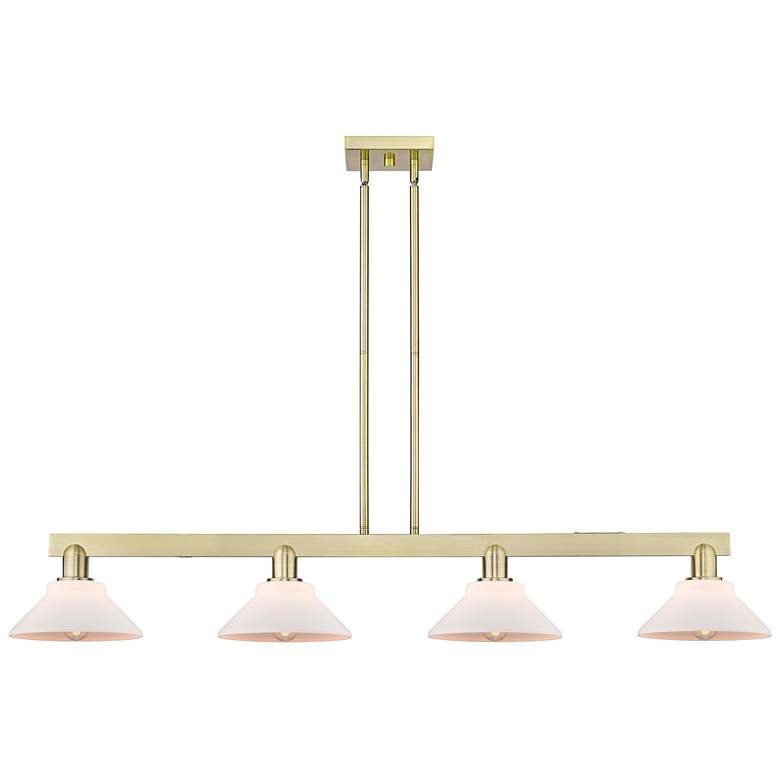 Image 1 Arcadia Orwell 51"W 4-Lt Brass Stem Island Light w/ Matte White Shade