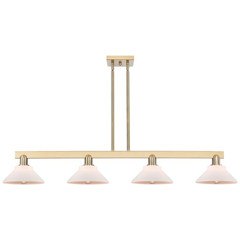 Image 1 Arcadia Orwell 51"W 4-Lt Bronze Stem Island Light w/ Matte White Shade
