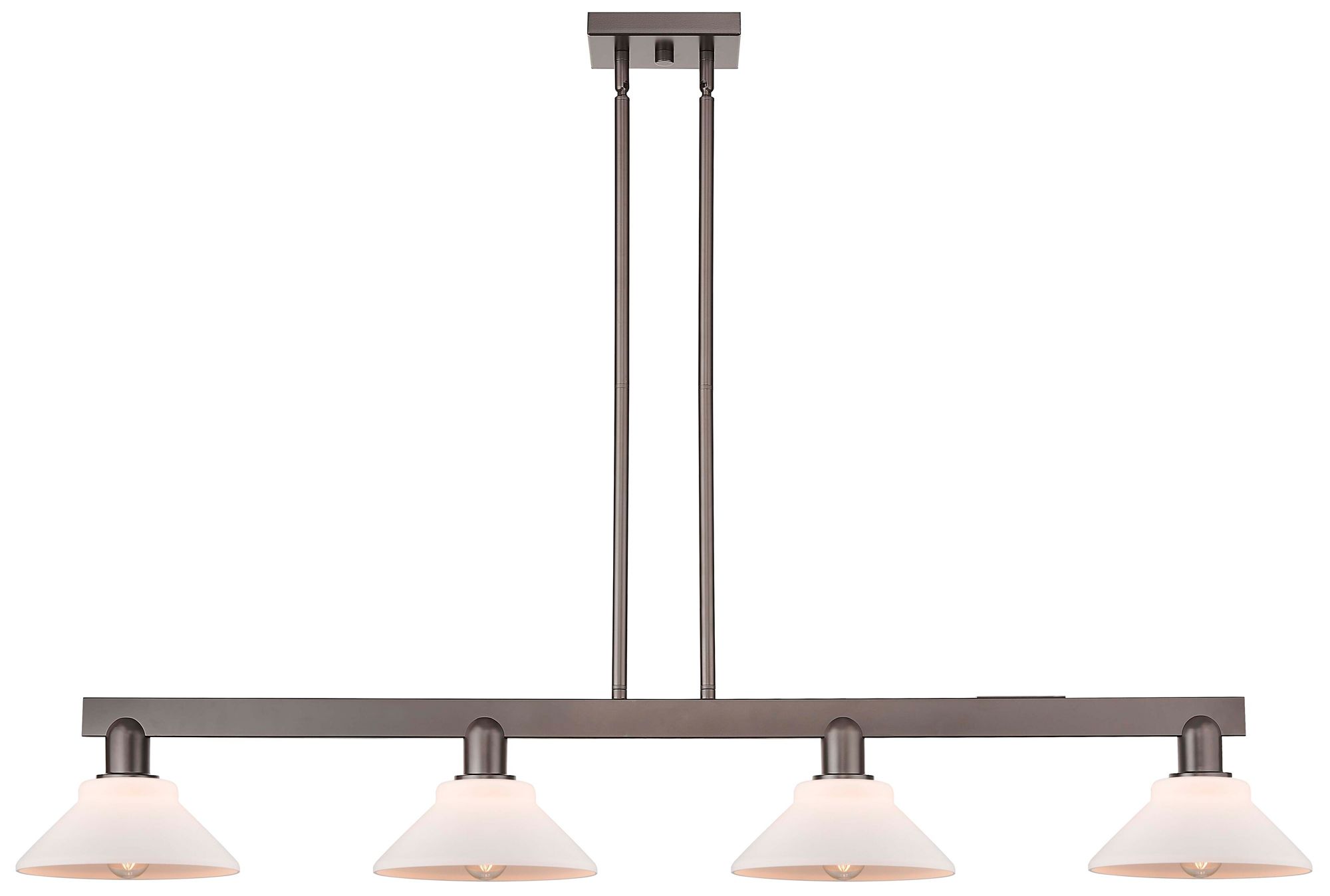 Arcadia Orwell 51"W 4-Lt Oiled Bronze Stem Island Light w/ White Shade