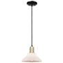 1_Arcadia Orwell 8"W Black Brass Cord Mini Pendant w/ Matte White Shade