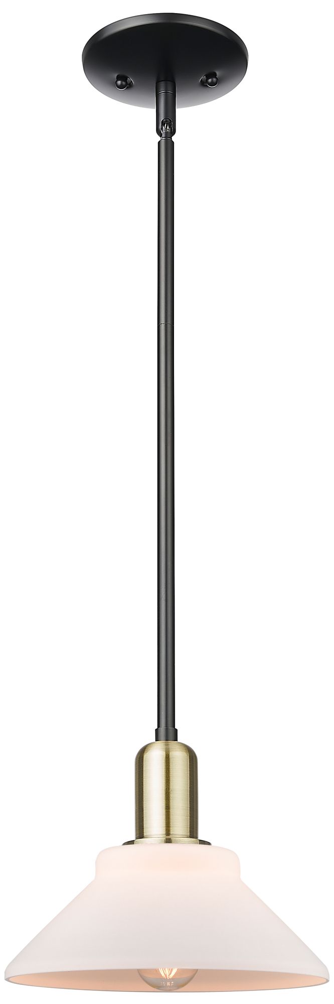 Arcadia Orwell 8"W Black Brass Stem Mini Pendant w/ Matte White Shade