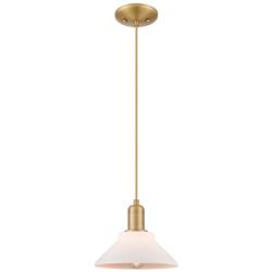 Arcadia Orwell 8"W Brushed Brass Cord Pendant w/ Matte White Shade