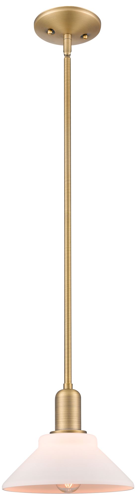 Arcadia Orwell 8"W Brushed Brass Stem Pendant w/ Matte White Shade