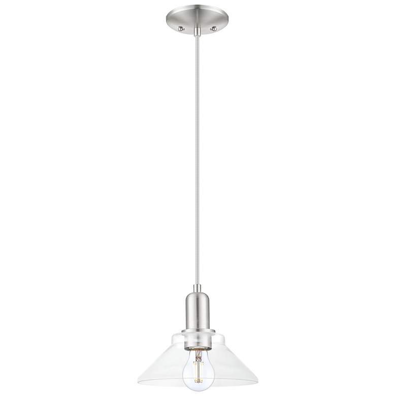 Image 1 Arcadia Orwell 8"W Brushed Nickel Cord Mini Pendant w/ Clear Shade