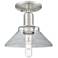 Arcadia Orwell 8"W Brushed Nickel Semi.Flush Mount With Clear Shade