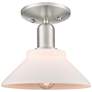 Arcadia Orwell 8"W Brushed Nickel Semi-Flush w/ Matte White Shade