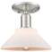 Arcadia Orwell 8"W Brushed Nickel Semi-Flush w/ Matte White Shade