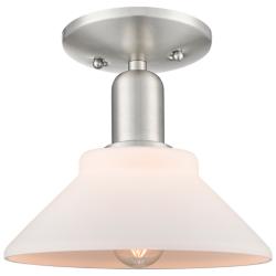 Arcadia Orwell 8"W Brushed Nickel Semi-Flush w/ Matte White Shade