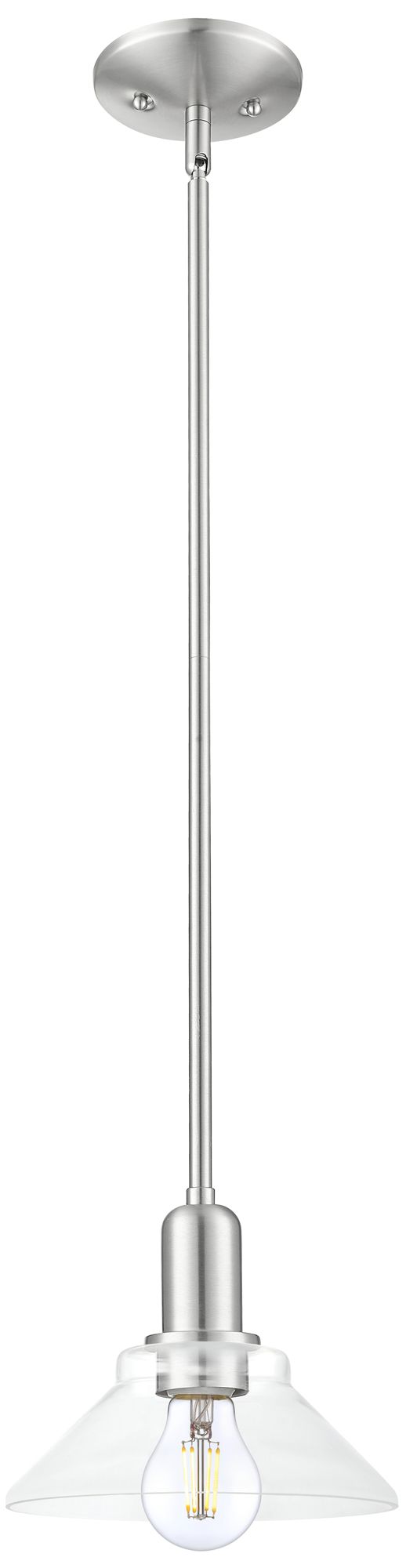 Arcadia Orwell 8"W Brushed Nickel Stem Mini Pendant w/ Clear Shade