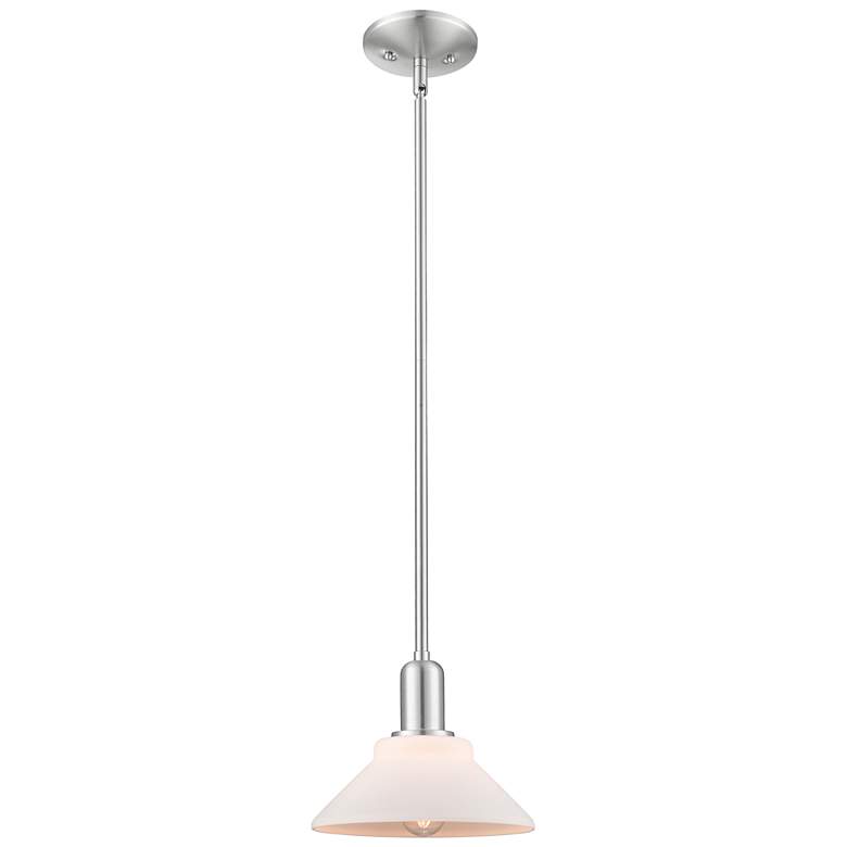 Image 1 Arcadia Orwell 8"W Brushed Nickel Stem Pendant w/ Matte White Shade