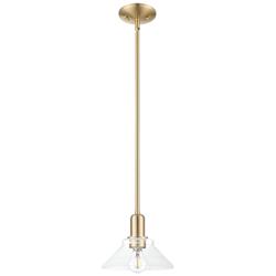 Arcadia Orwell 8"W Champagne Bronze Stem Mini Pendant w/ Clear Shade