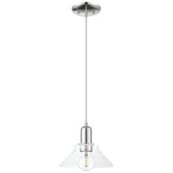 Arcadia Orwell 8"W Chrome Cord Hung Mini Pendant w/ Clear Shade