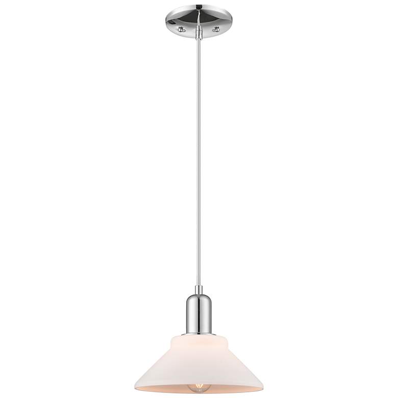 Image 1 Arcadia Orwell 8"W Chrome Cord Hung Mini Pendant w/ Matte White Shade