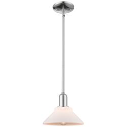 Arcadia Orwell 8"W Chrome Stem Hung Mini Pendant w/ Matte White Shade