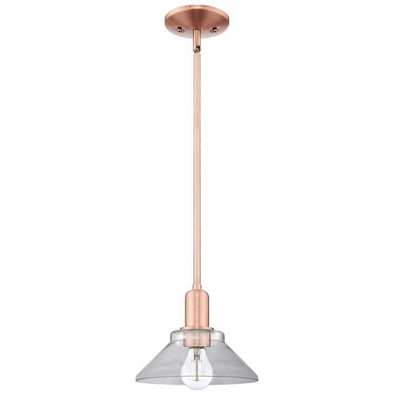 Image 1 Arcadia Orwell 8"W Copper Stem Hung Mini Pendant With Clear Shade