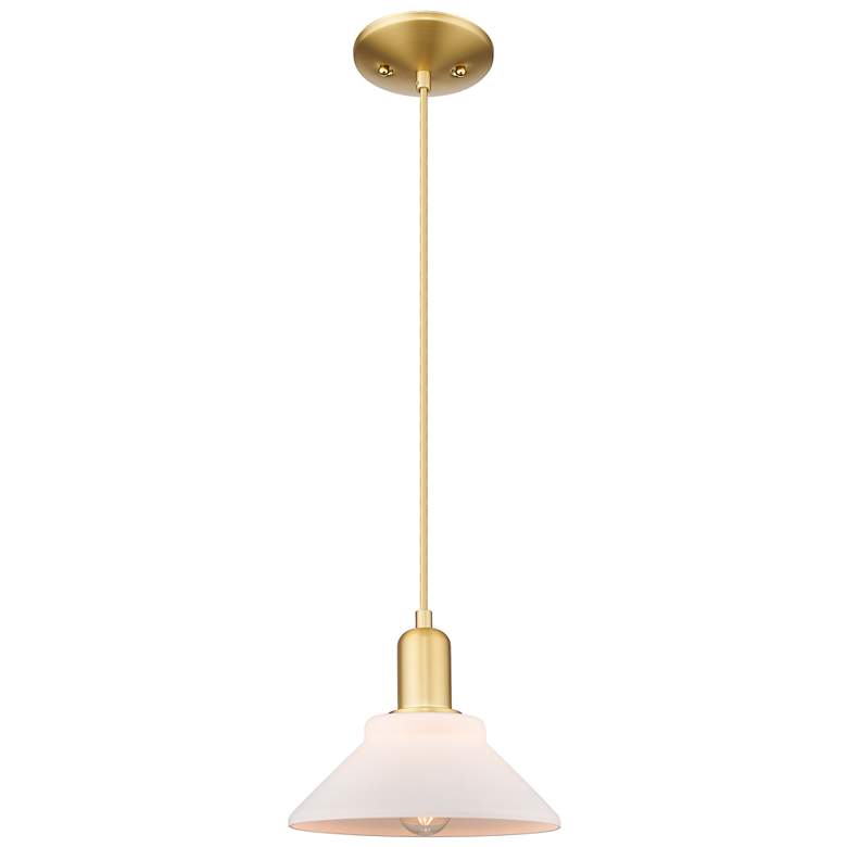 Image 1 Arcadia Orwell 8"W Gold Cord Hung Mini Pendant w/ Matte White Shade