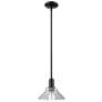 Arcadia Orwell 8"W Matte Black Stem Hung Mini Pendant With Clear Shade