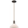 Arcadia Orwell 8"W Oiled Bronze Cord Mini Pendant w/ Matte White Shade