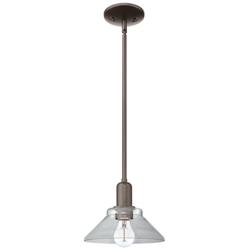 Arcadia Orwell 8"W Oiled Bronze Stem Hung Mini Pendant w/ Clear Shade