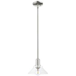 Arcadia Orwell 8"W Polished Nickel Stem Mini Pendant w/ Clear Shade