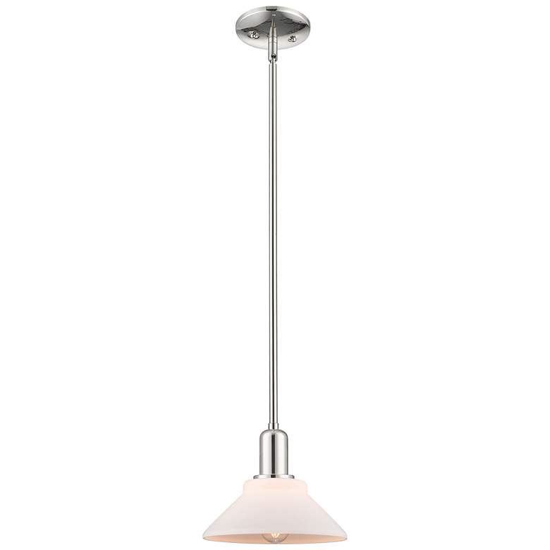 Image 1 Arcadia Orwell 8"W Polished Nickel Stem Pendant w/ Matte White Shade