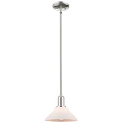 Arcadia Orwell 8"W Polished Nickel Stem Pendant w/ Matte White Shade