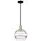 Arcadia Rochester 10"W Black Brass Stem Mini Pendant w/ Clear Shade