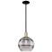 Arcadia Rochester 10"W Black Brass Stem Pendant w/ Light Smoke Shade