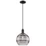 1_Arcadia Rochester 10"W Black Cord Mini Pendant w/ Light Smoke Shade