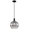 Arcadia Rochester 10"W Black Cord Mini Pendant w/ Light Smoke Shade