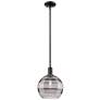 Arcadia Rochester 10"W Black Stem Mini Pendant w/ Light Smoke Shade